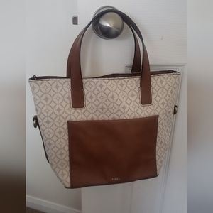 Fossil Darby Satchel Print Leather Shoulder Bag